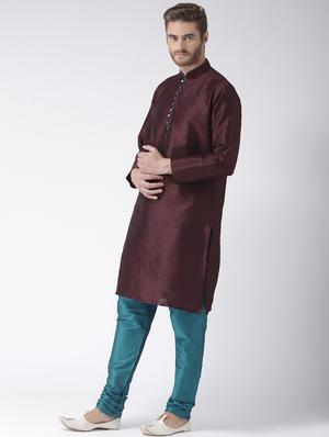 brown color solid kurta pyjama set - 17633342 - Standard Image - 3