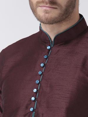 brown color solid kurta pyjama set - 17633342 - Standard Image - 5