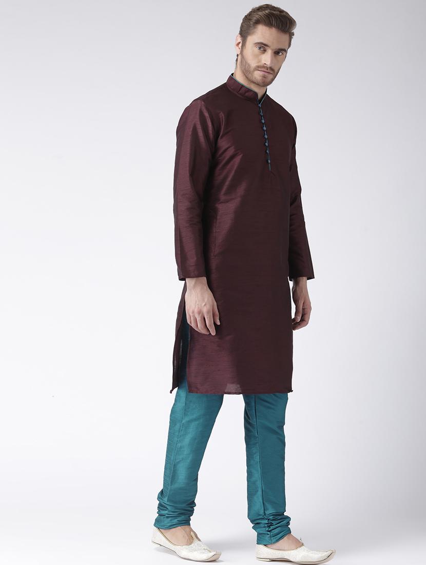brown color solid kurta pyjama set - 17633342 - Zoom Image - 2