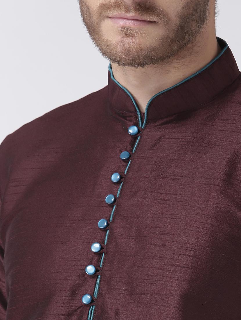 brown color solid kurta pyjama set - 17633342 - Zoom Image - 5