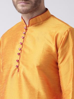 orange color solid kurta pyjama set - 17633350 - Standard Image - 5