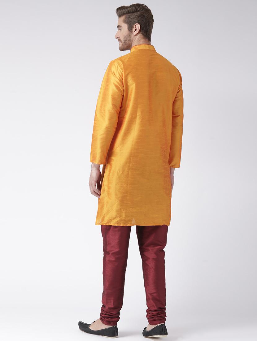orange color solid kurta pyjama set - 17633350 - Zoom Image - 4