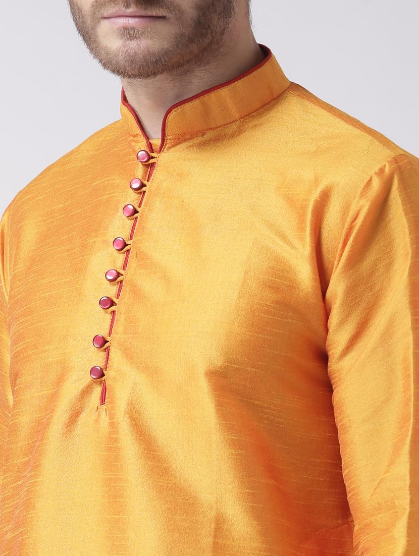 orange color solid kurta pyjama set - 17633350 - Zoom Image - 5