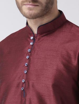 maroon color solid kurta pyjama set - 17633356 - Standard Image - 5
