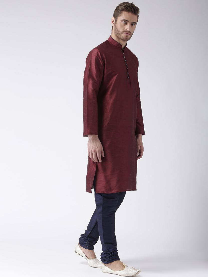 maroon color solid kurta pyjama set - 17633356 - Zoom Image - 2