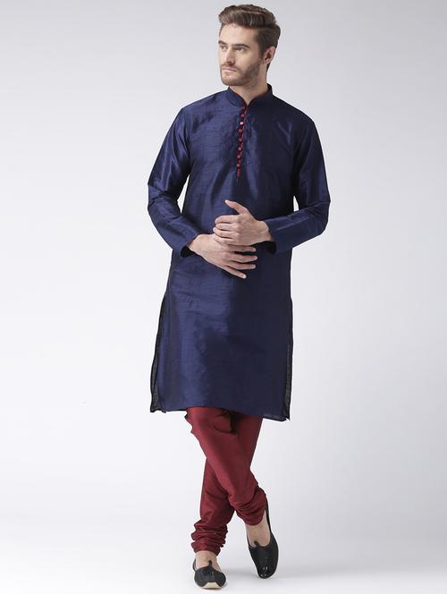 blue color solid kurta pyjama set - 17633358 - Standard Image - 1