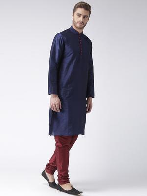 blue color solid kurta pyjama set - 17633358 - Standard Image - 2