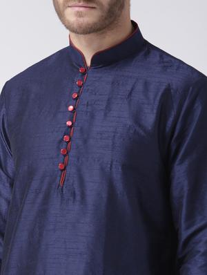 blue color solid kurta pyjama set - 17633358 - Standard Image - 5