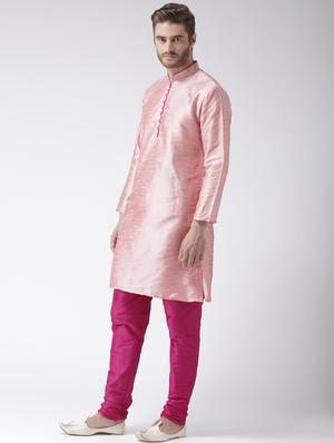 pink color solid kurta pyjama set - 17633362 - Standard Image - 3