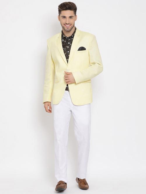 yellow solid 3 piece suit - 17633367 - Standard Image - 1