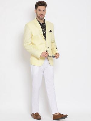 yellow solid 3 piece suit - 17633367 - Standard Image - 2