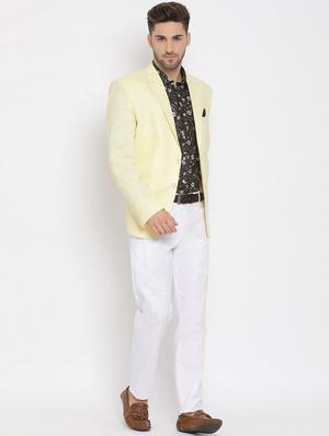 yellow solid 3 piece suit - 17633367 - Standard Image - 3