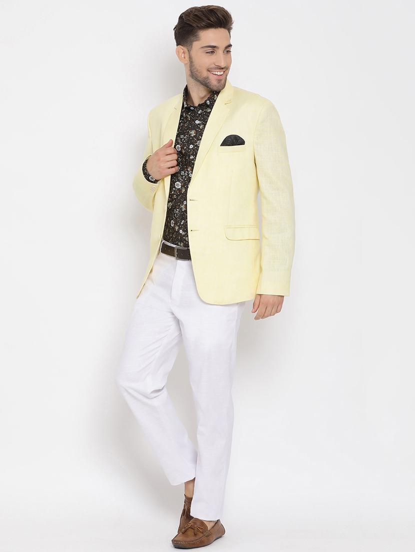 yellow solid 3 piece suit - 17633367 - Zoom Image - 4