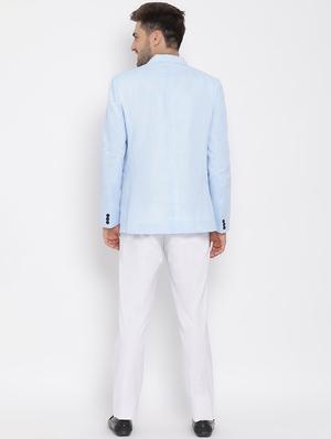 blue solid 3 piece suit - 17633382 - Standard Image - 5