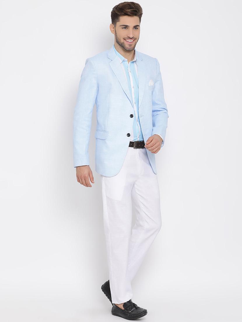 blue solid 3 piece suit - 17633382 - Zoom Image - 2