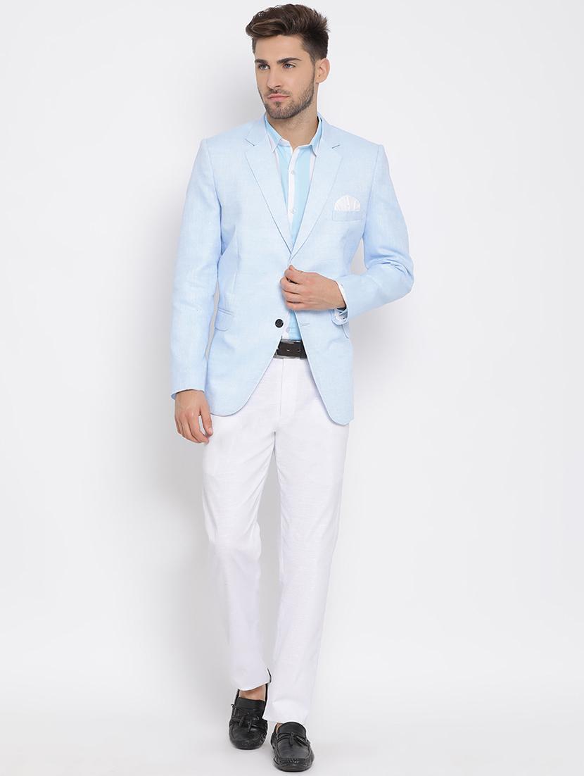 blue solid 3 piece suit - 17633382 - Zoom Image - 3