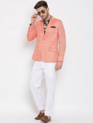 peach solid 3 piece suit - 17633386 - Standard Image - 5