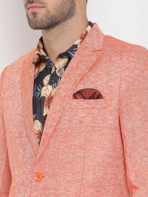 peach solid 3 piece suit - 17633386 - Standard Image - 6