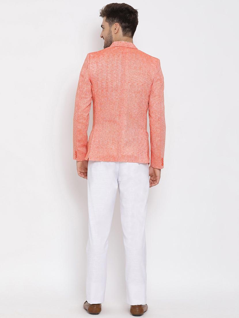 peach solid 3 piece suit - 17633386 - Zoom Image - 4