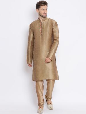 black solid silk blend sherwani set - 17633394 - Standard Image - 6