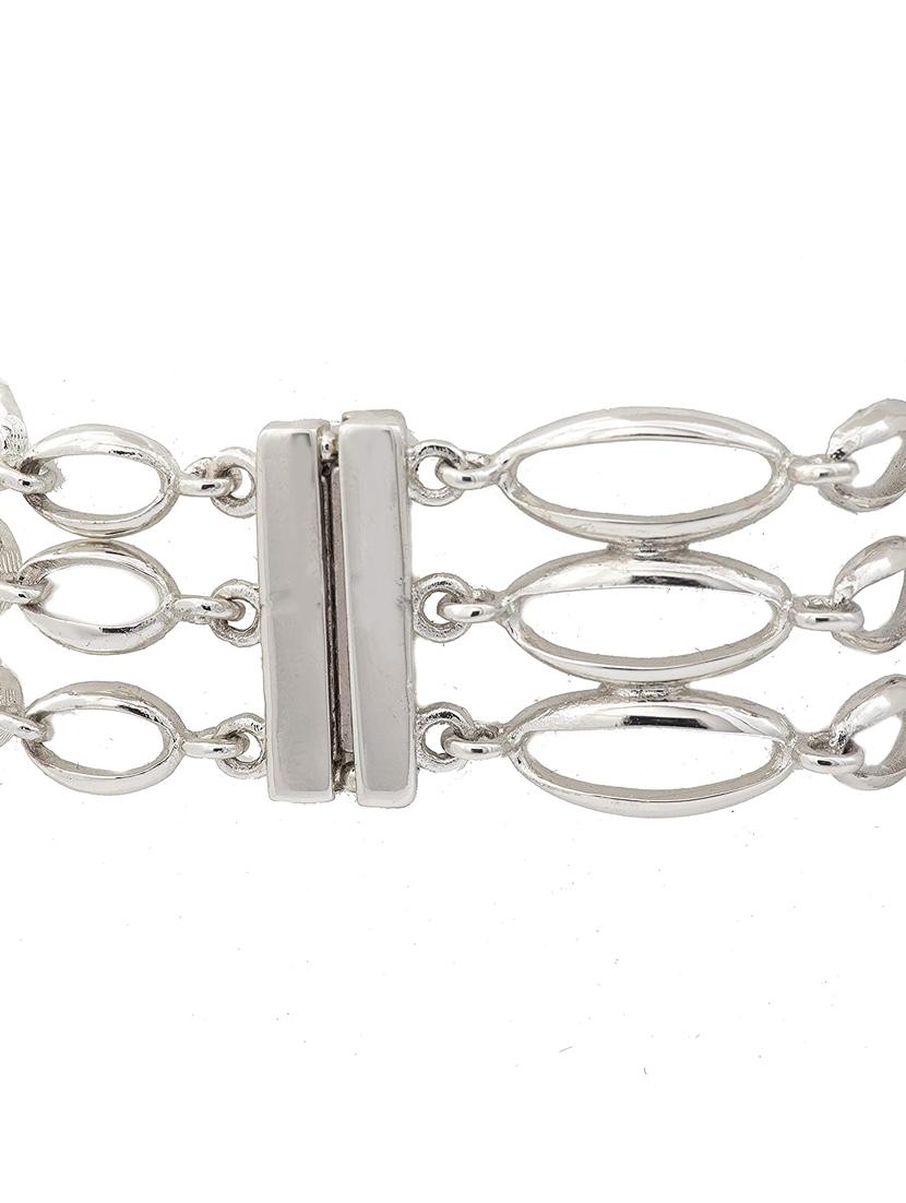 silver metal bangle bracelet - 17633542 - Zoom Image - 3