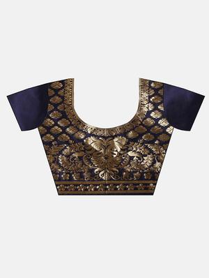solid bordered saree with blouse - 17633631 - Standard Image - 3