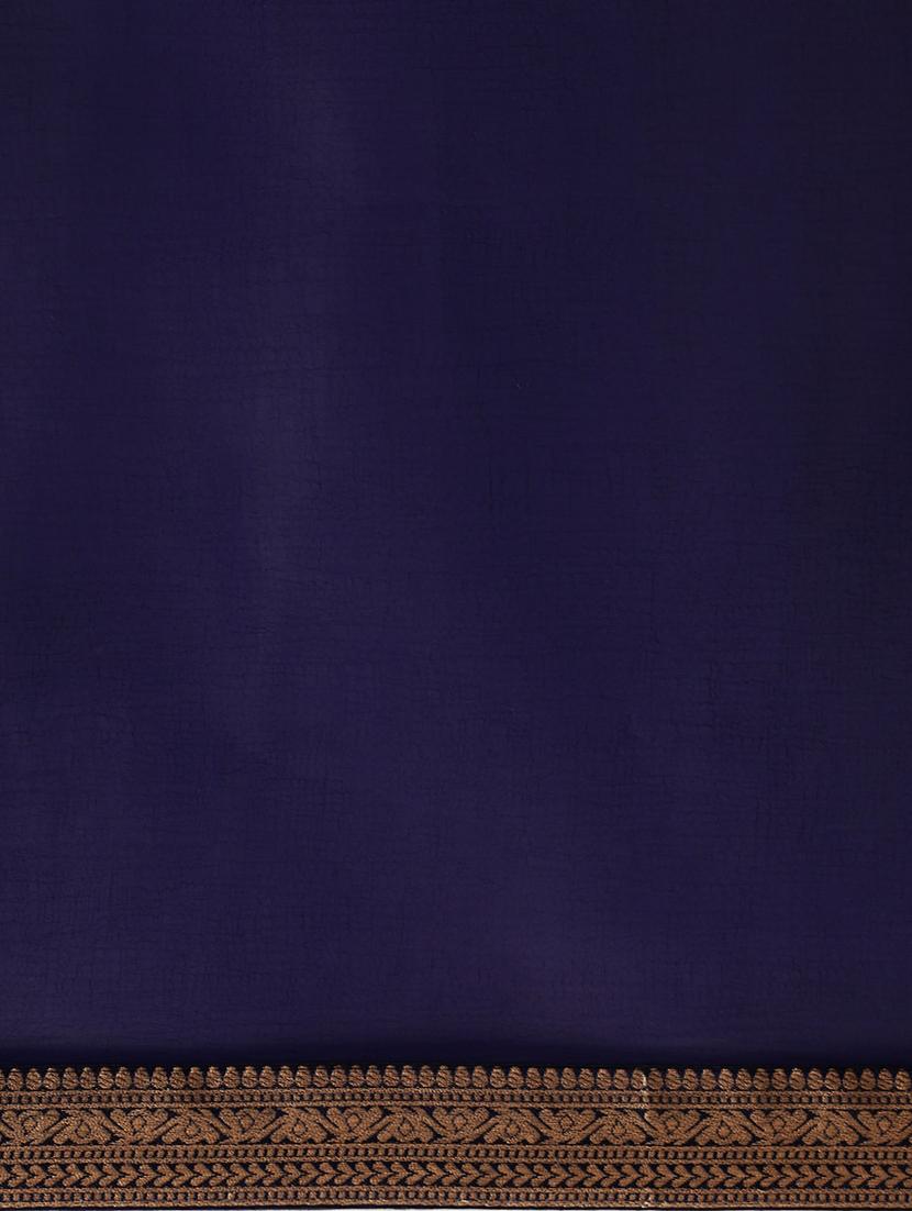 solid bordered saree with blouse - 17633631 - Zoom Image - 4