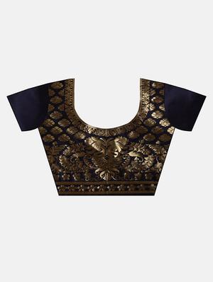 solid bordered saree with blouse - 17633633 - Standard Image - 3