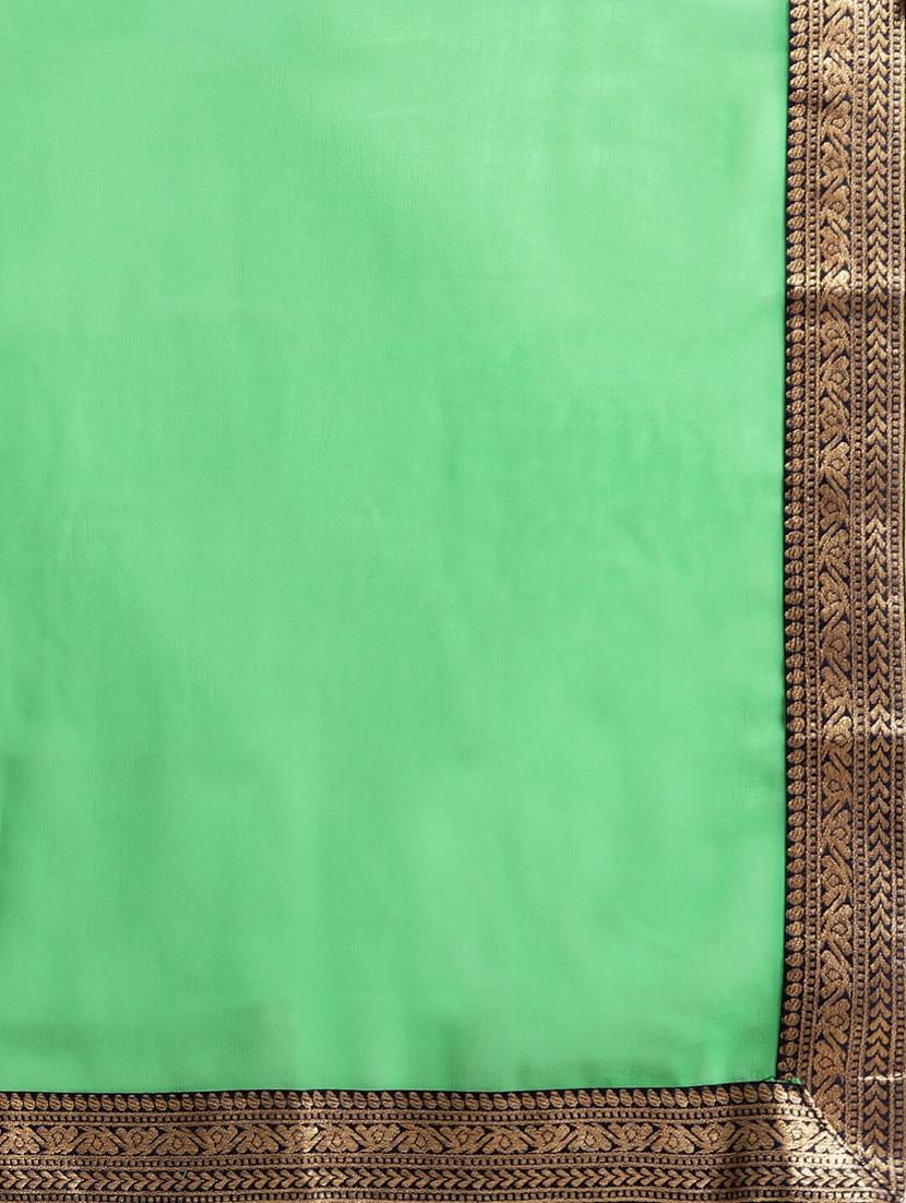 solid bordered saree with blouse - 17633633 - Zoom Image - 4