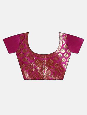 solid bordered saree with blouse - 17633636 - Standard Image - 3