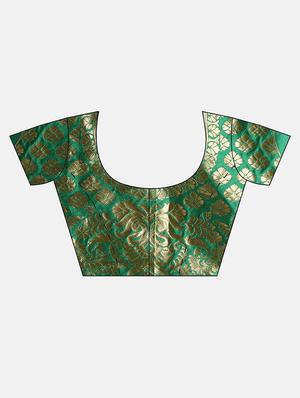 solid bordered saree with blouse - 17633637 - Standard Image - 3