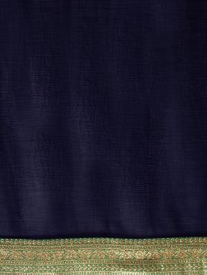 solid bordered saree with blouse - 17633637 - Standard Image - 4
