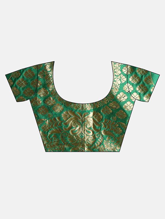 solid bordered saree with blouse - 17633637 - Zoom Image - 3