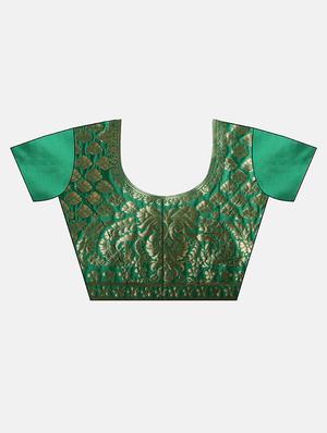 solid bordered saree with blouse - 17633639 - Standard Image - 3
