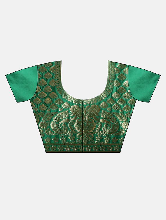 solid bordered saree with blouse - 17633639 - Zoom Image - 3