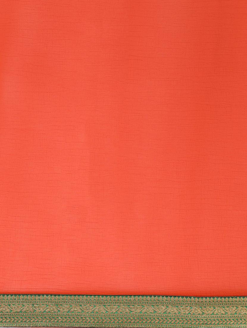 solid bordered saree with blouse - 17633639 - Zoom Image - 4