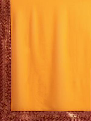 solid bordered saree with blouse - 17633640 - Standard Image - 4