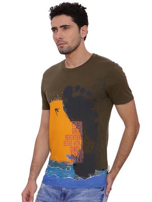 olive green printed t-shirt - 17633645 - Standard Image - 2