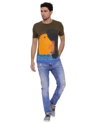 olive green printed t-shirt - 17633645 - Standard Image - 4