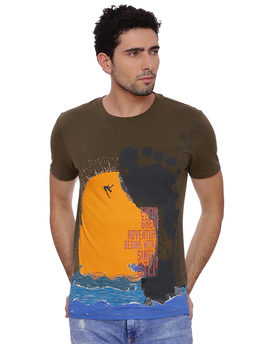 olive green printed t-shirt - 17633645 - Zoom Image - 1