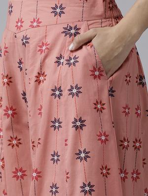 peach cotton kurta palazzo set - 17633665 - Standard Image - 6