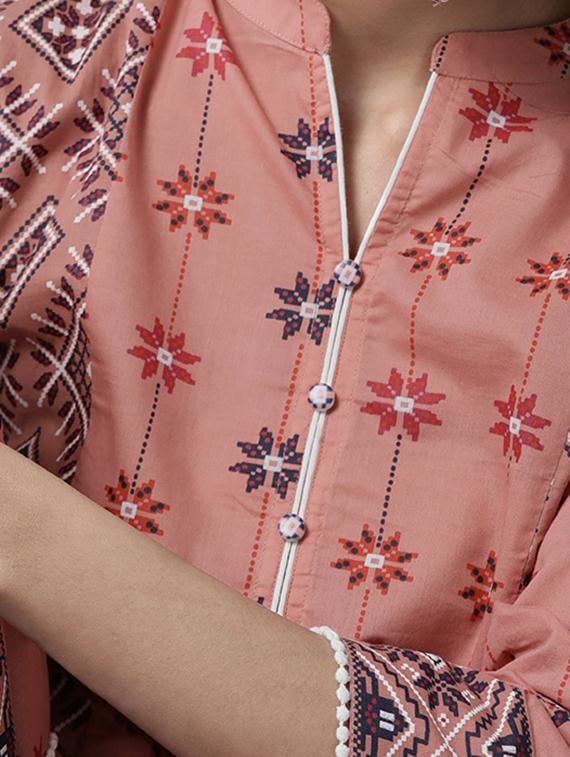 peach cotton kurta palazzo set - 17633665 - Zoom Image - 5