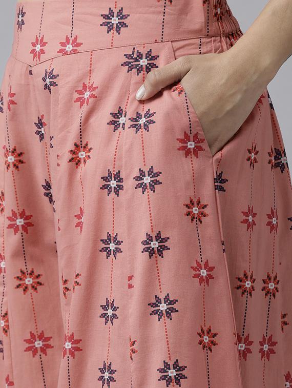 peach cotton kurta palazzo set - 17633665 - Zoom Image - 6