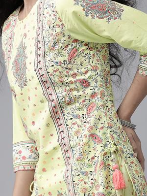 green cotton kurta palazzo set - 17633670 - Standard Image - 4