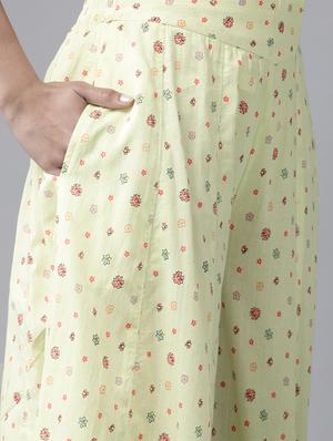 green cotton kurta palazzo set - 17633670 - Standard Image - 5