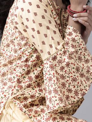 cream cotton kurta palazzo set - 17633674 - Standard Image - 4