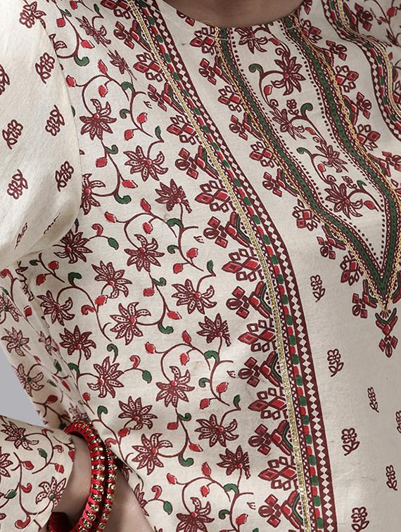 cream cotton kurta palazzo set - 17633674 - Zoom Image - 5