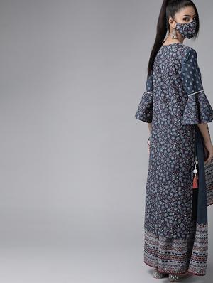 indigo cotton kurta palazzo set - 17633675 - Standard Image - 3
