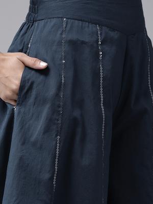 indigo cotton kurta palazzo set - 17633675 - Standard Image - 6