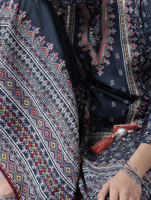 indigo cotton kurta palazzo set - 17633675 - Zoom Image - 5